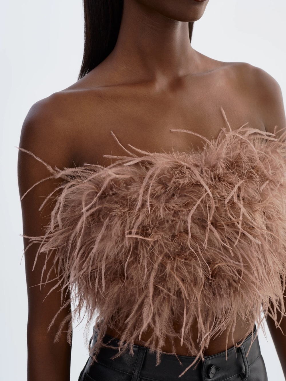 LAMARQUE ZAINA Feather Bustier Mink Brown